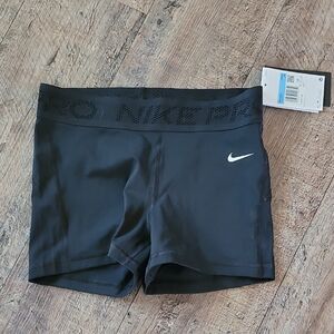 Womens Nike Black Compression Training Shorts with White Swoosh